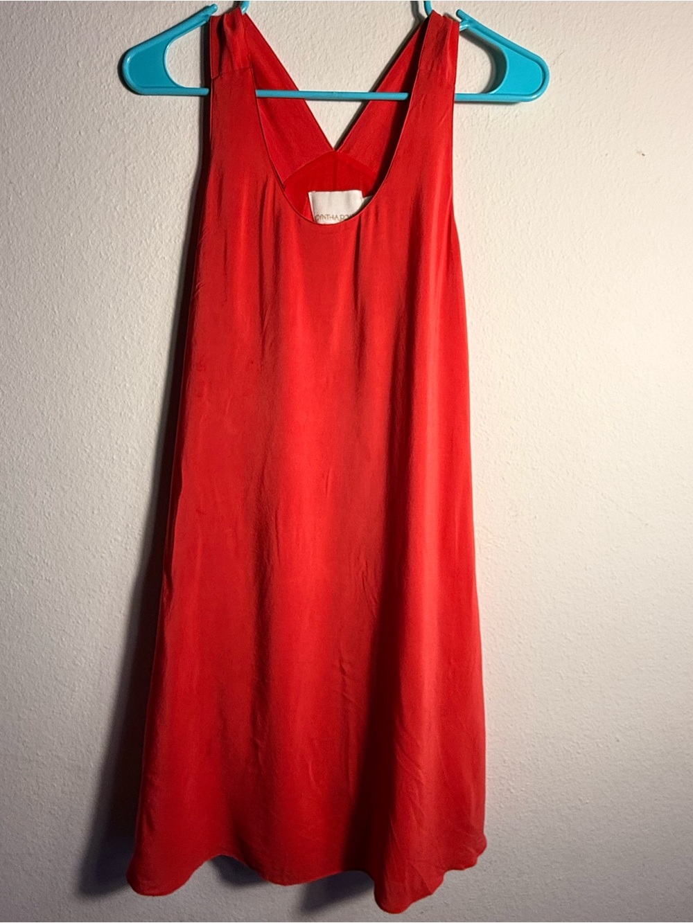 Cynthia Rowley Bold Red Sleeveless A-Line Dress 100% Silk Size 6